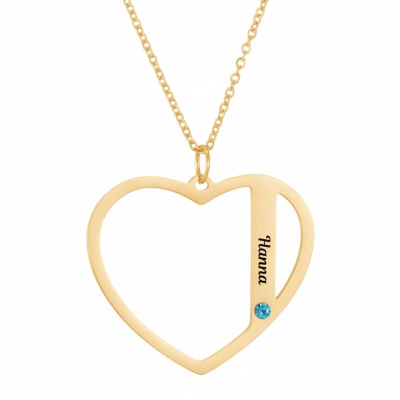 Nyaklánc szív alakú medállal, névvel