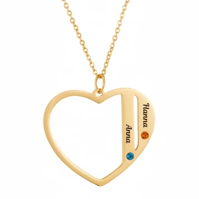 Nyaklánc szív alakú medállal két névvel