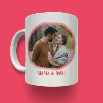 Személyre szabott bögre - Akvarell betűk és fénykép