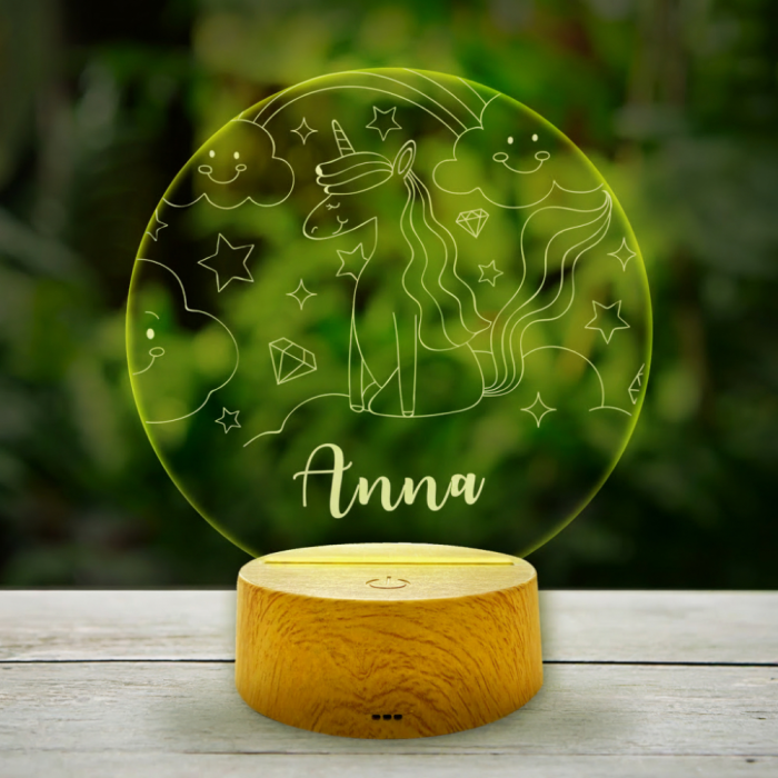 Személyre szabott 3D LED lámpa – Egyszarvú