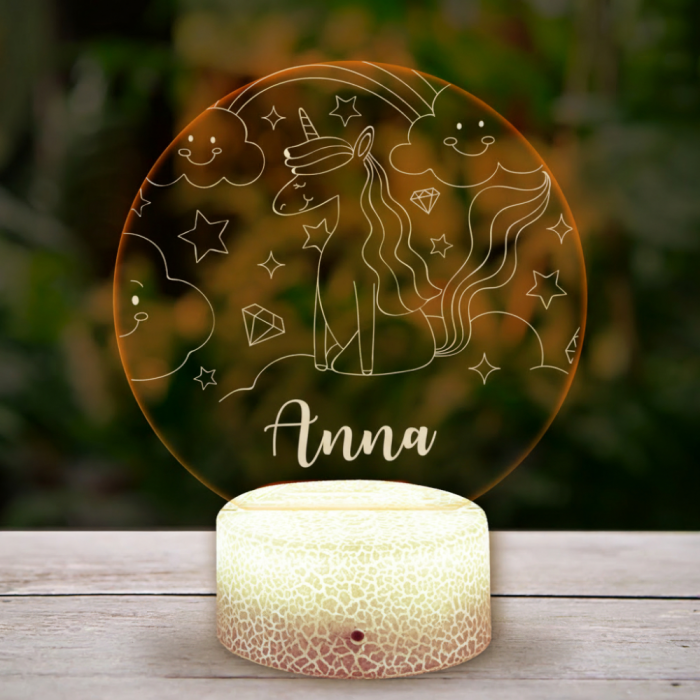 Személyre szabott 3D LED lámpa – Egyszarvú