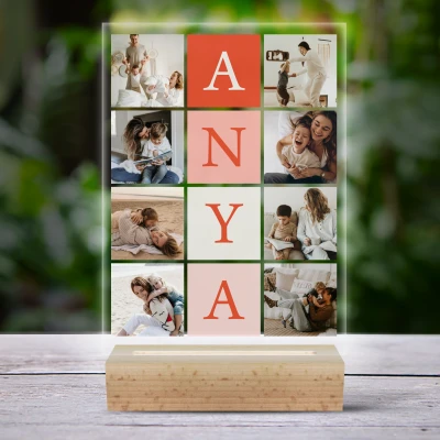 Személyre szabott 3D LED lámpa - Kollázs betűk