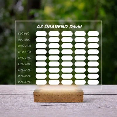 Személyre szabható 3D LED lámpa órarendhez