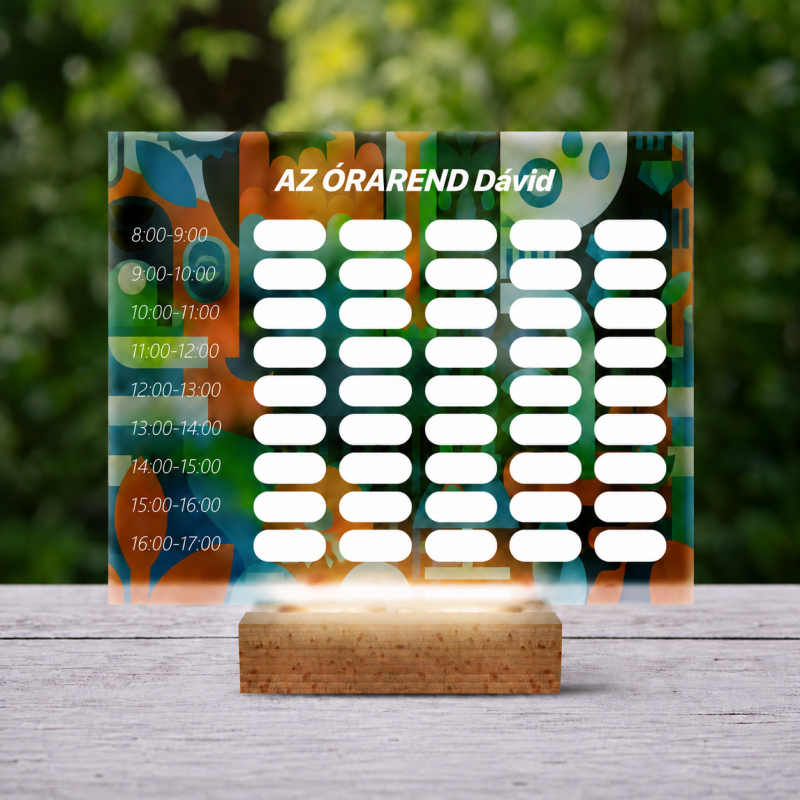 Személyre szabható 3D LED lámpa – modern dizájnú órarend