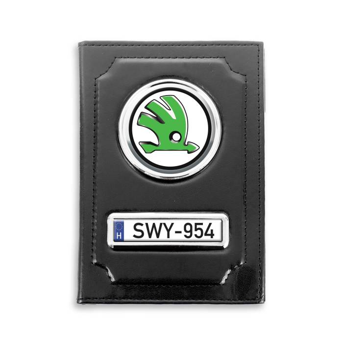 Irattartó természetes bőrből SKODA