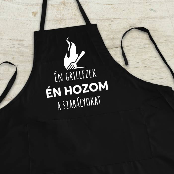 Személyre szabott konyhai kötény - Én csinálom a grillezést, én alkotom a szabályokat