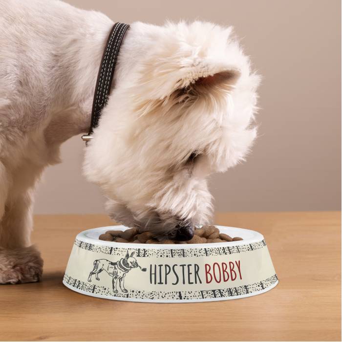 Személyre szabott műanyag kutyatál - Hipster
