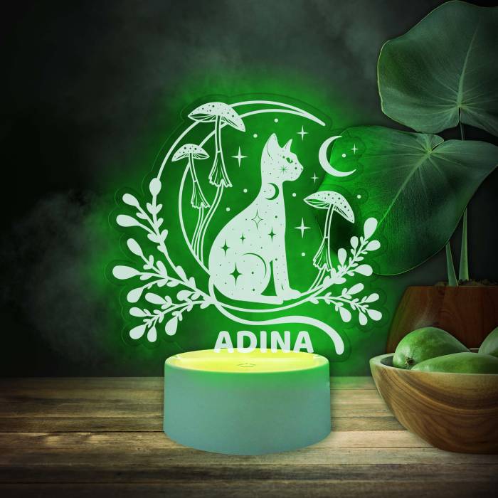Személyre szabott 3D LED lámpa macskával