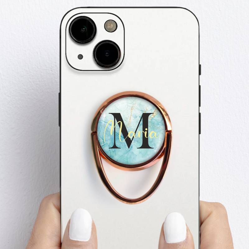 Személyre szabott gyűrűs telefontartó - Monogrammal és névvel