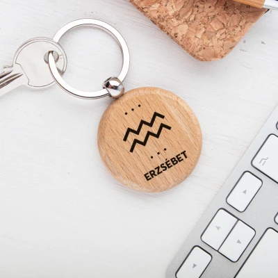 Testreszabott fa kulcstartó Aquarius