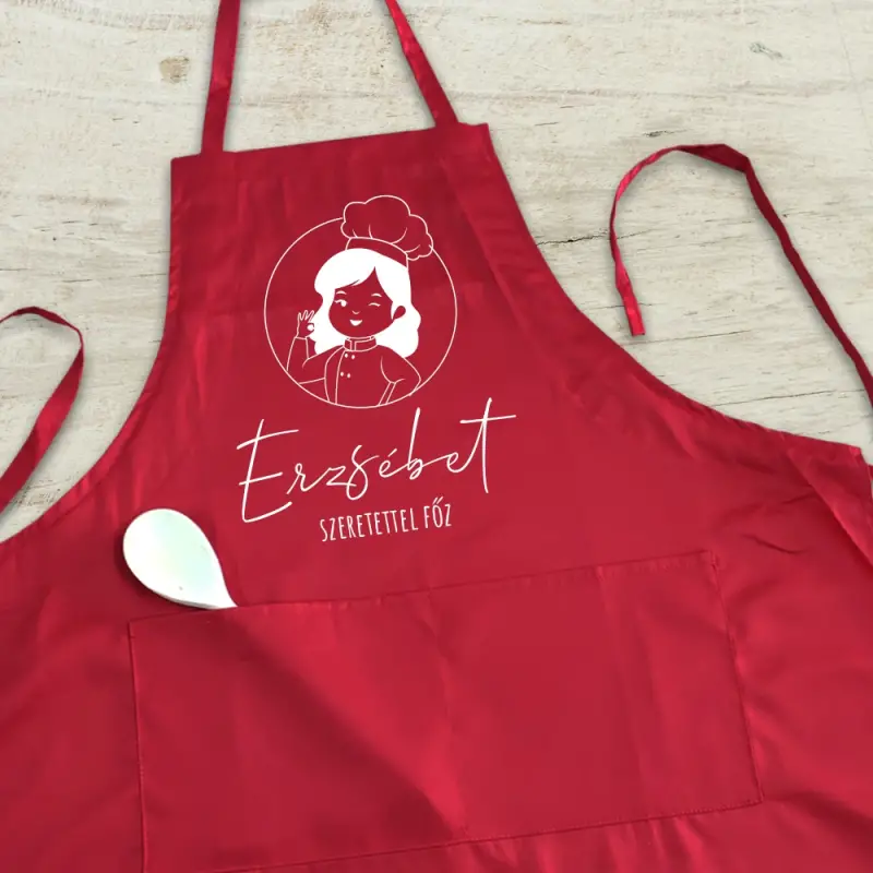 Személyre szabott konyhai kötény - női szakács