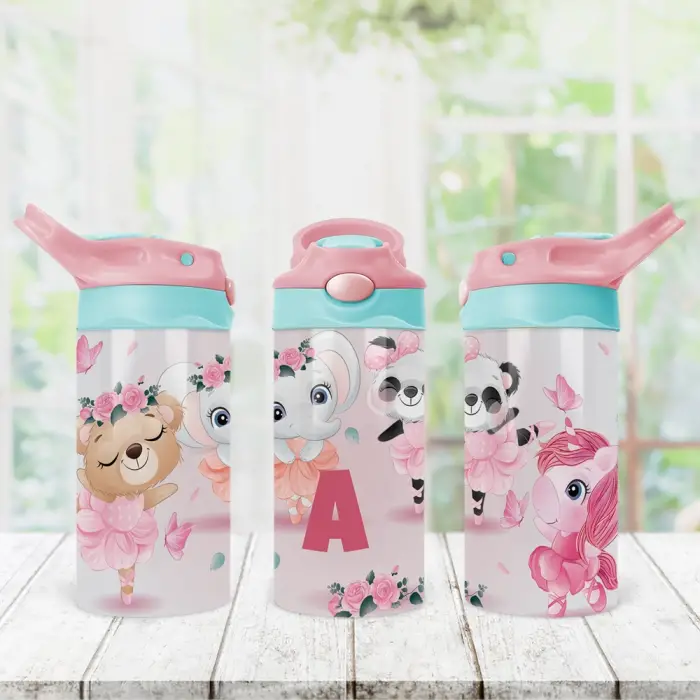 Szigetelt vizes palack gyerekeknek - Állatok és monogrammok
