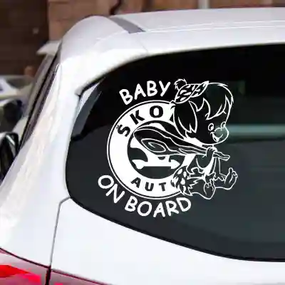Autós matricák Baby on Board Skoda